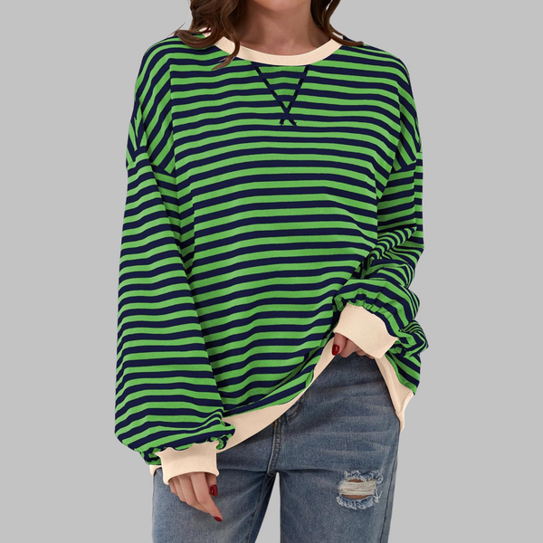 Luna | Casual Long Sleeve Round Neck Striped Sweatshirt