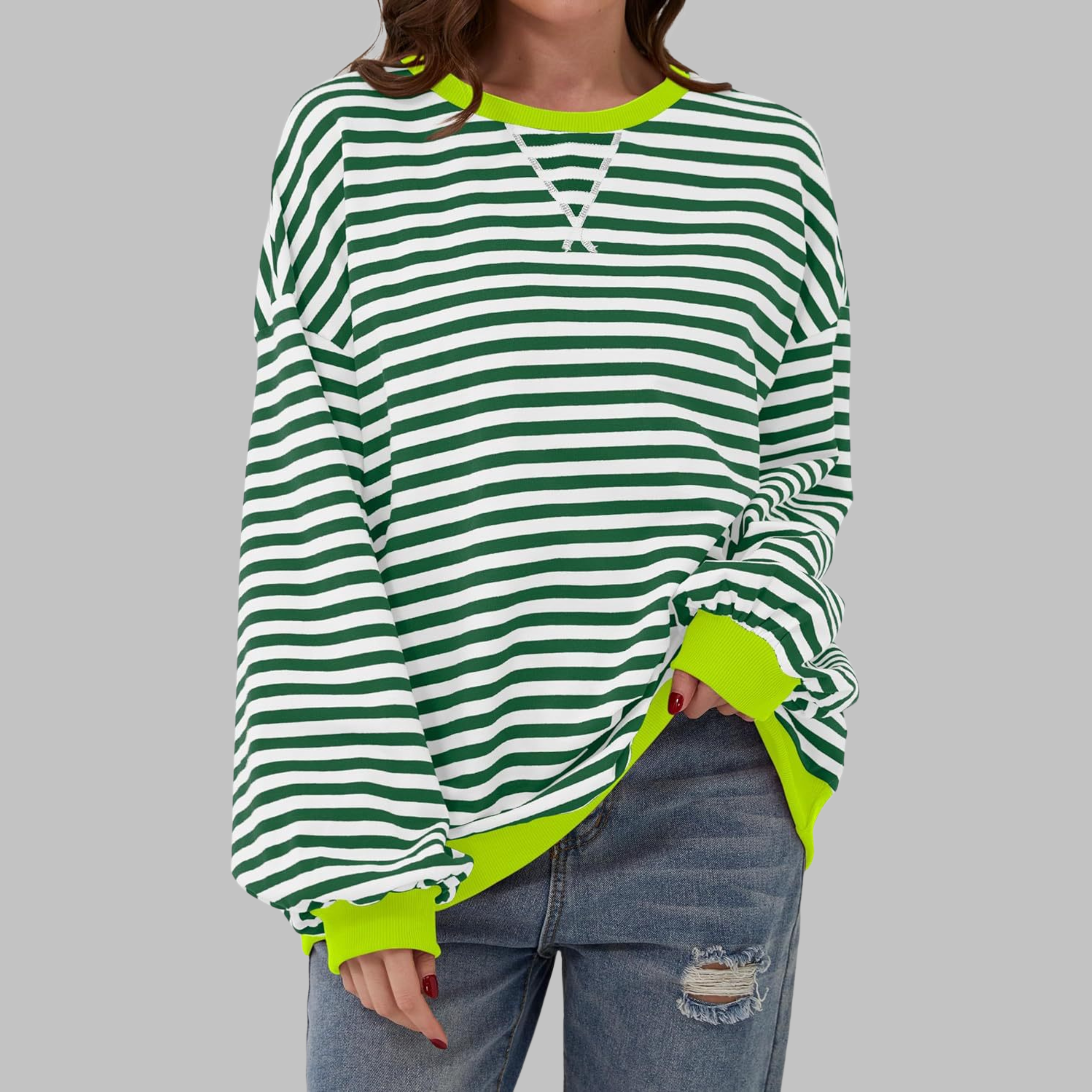 Luna | Casual Long Sleeve Round Neck Striped Sweatshirt