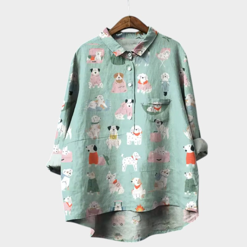 Chloe - Stylish Dog Motif Blouse