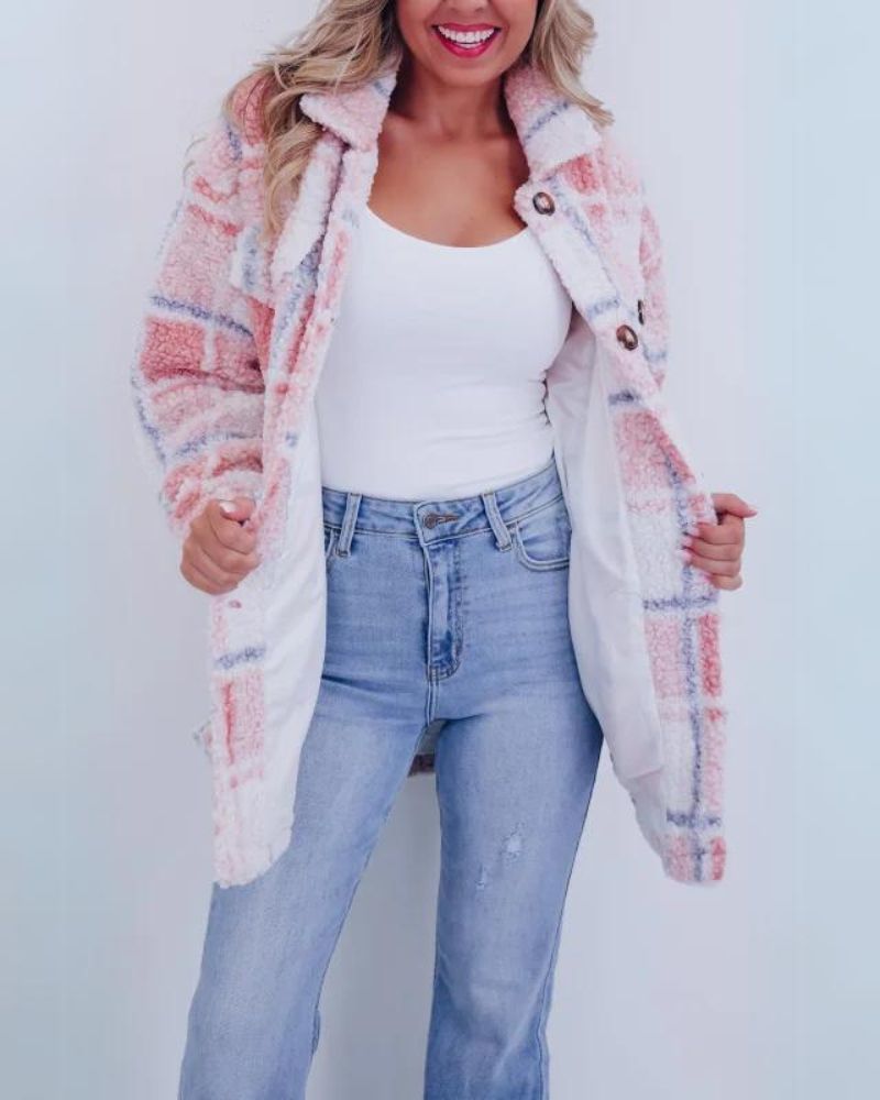 Grace - Fleece Plaid Jacket