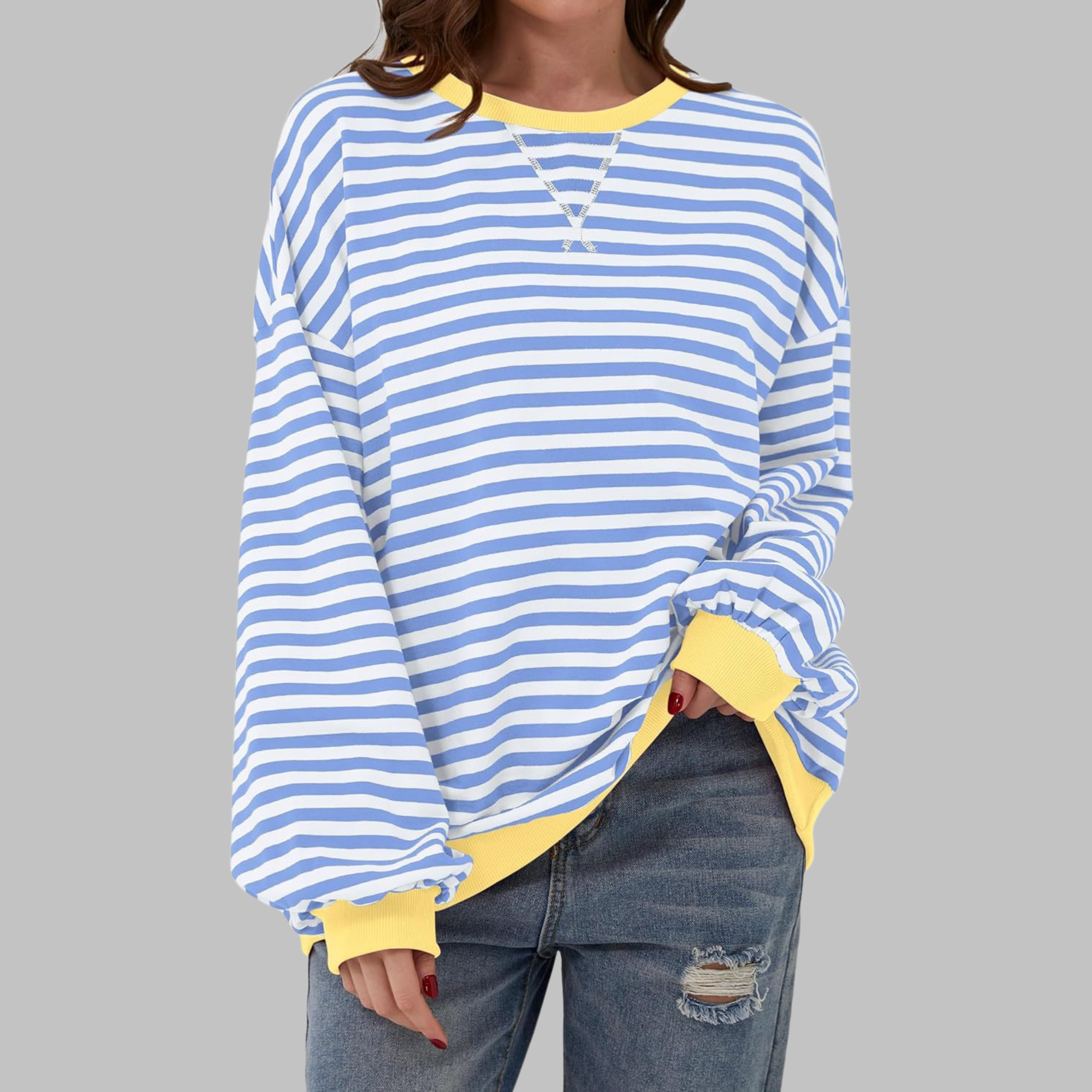 Luna | Casual Long Sleeve Round Neck Striped Sweatshirt