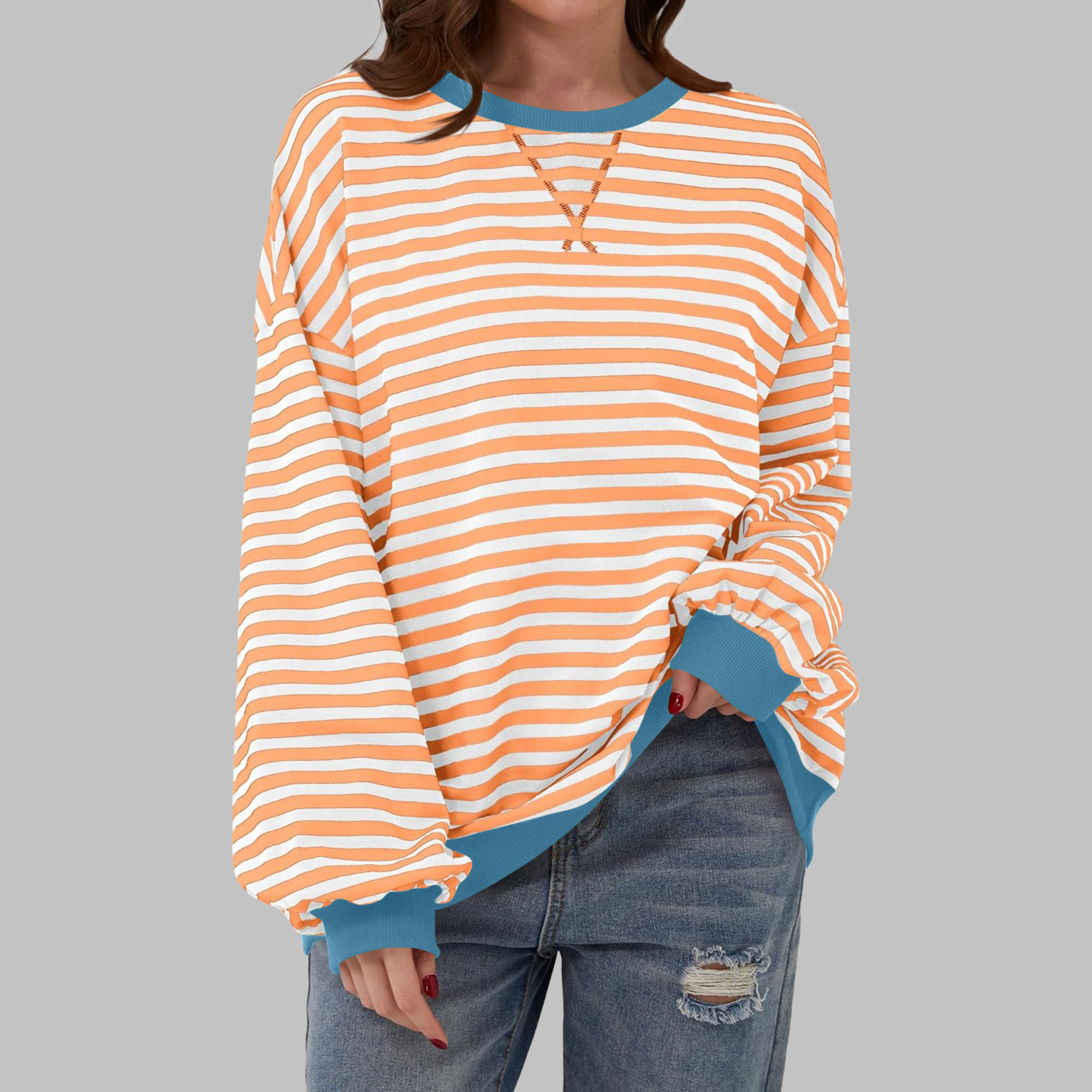 Luna | Casual Long Sleeve Round Neck Striped Sweatshirt