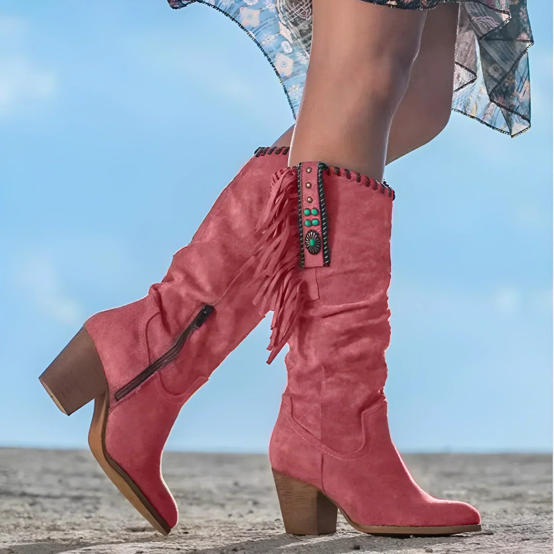 Helen - Classic Western Fringe Boots