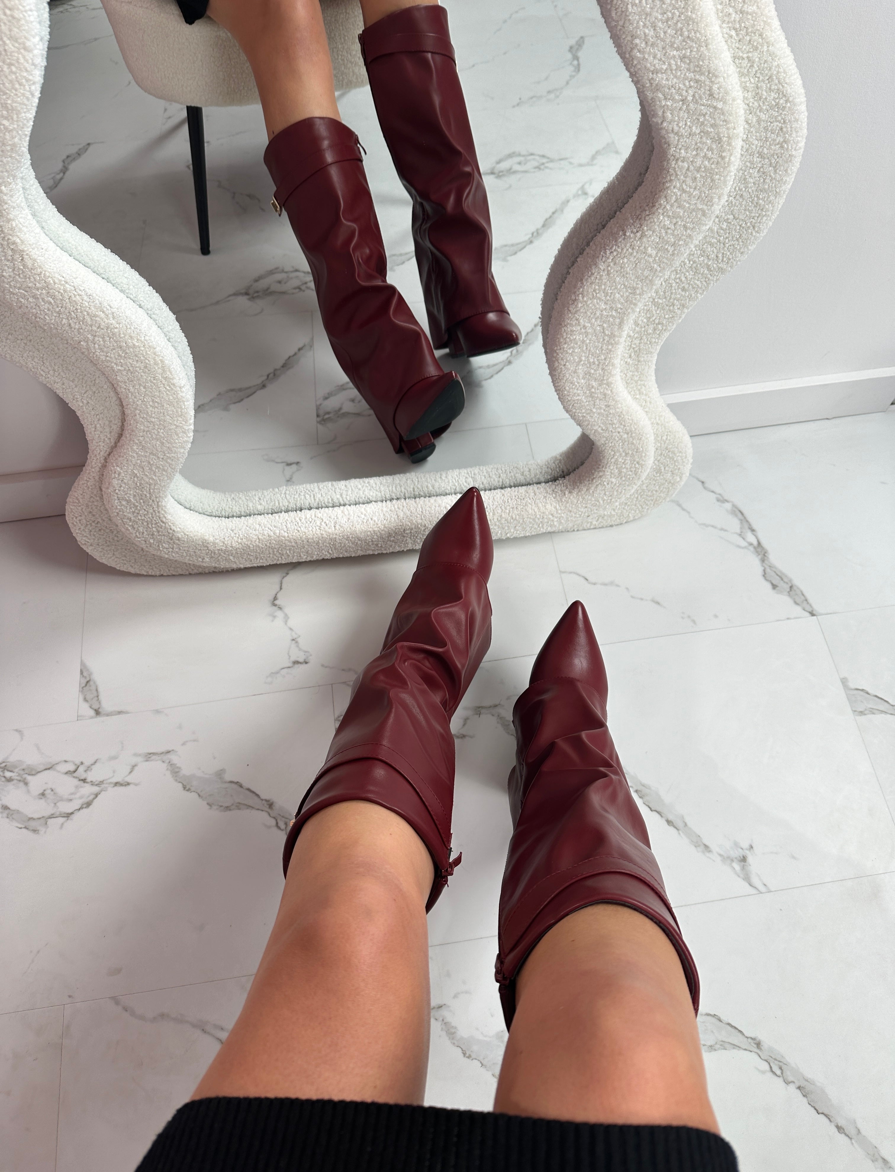 Sarah - Burgundy Leather Boots
