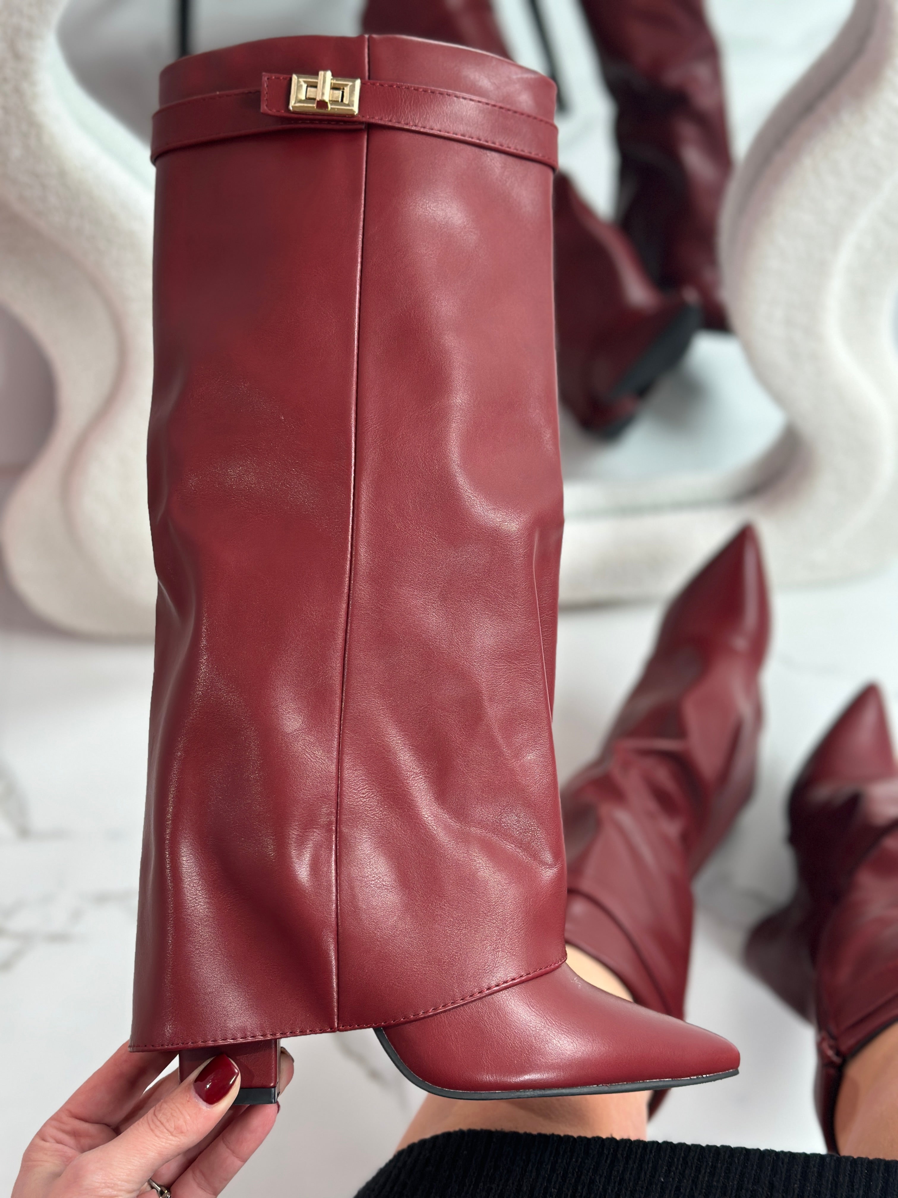 Sarah - Burgundy Leather Boots