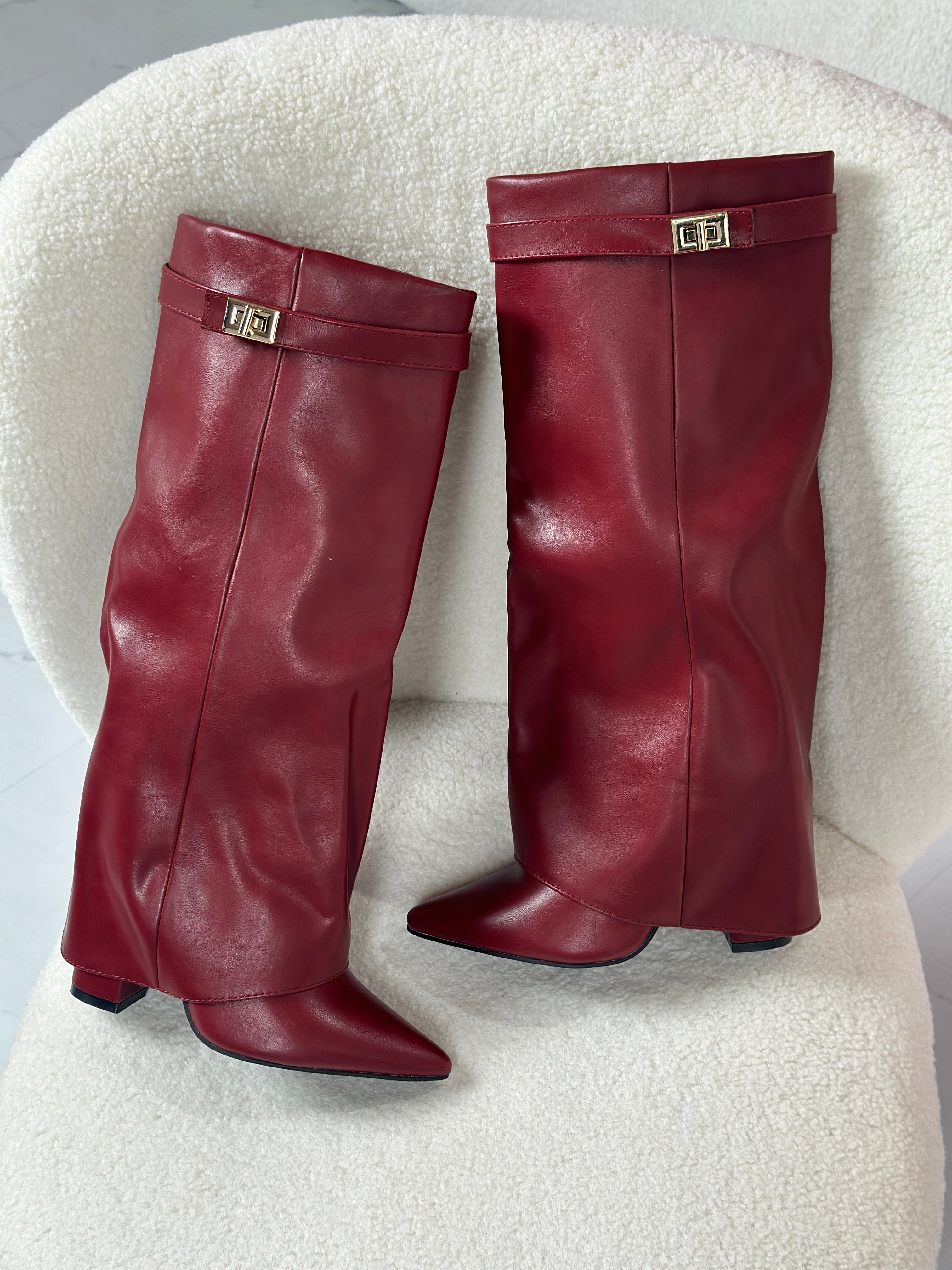Sarah - Burgundy Leather Boots
