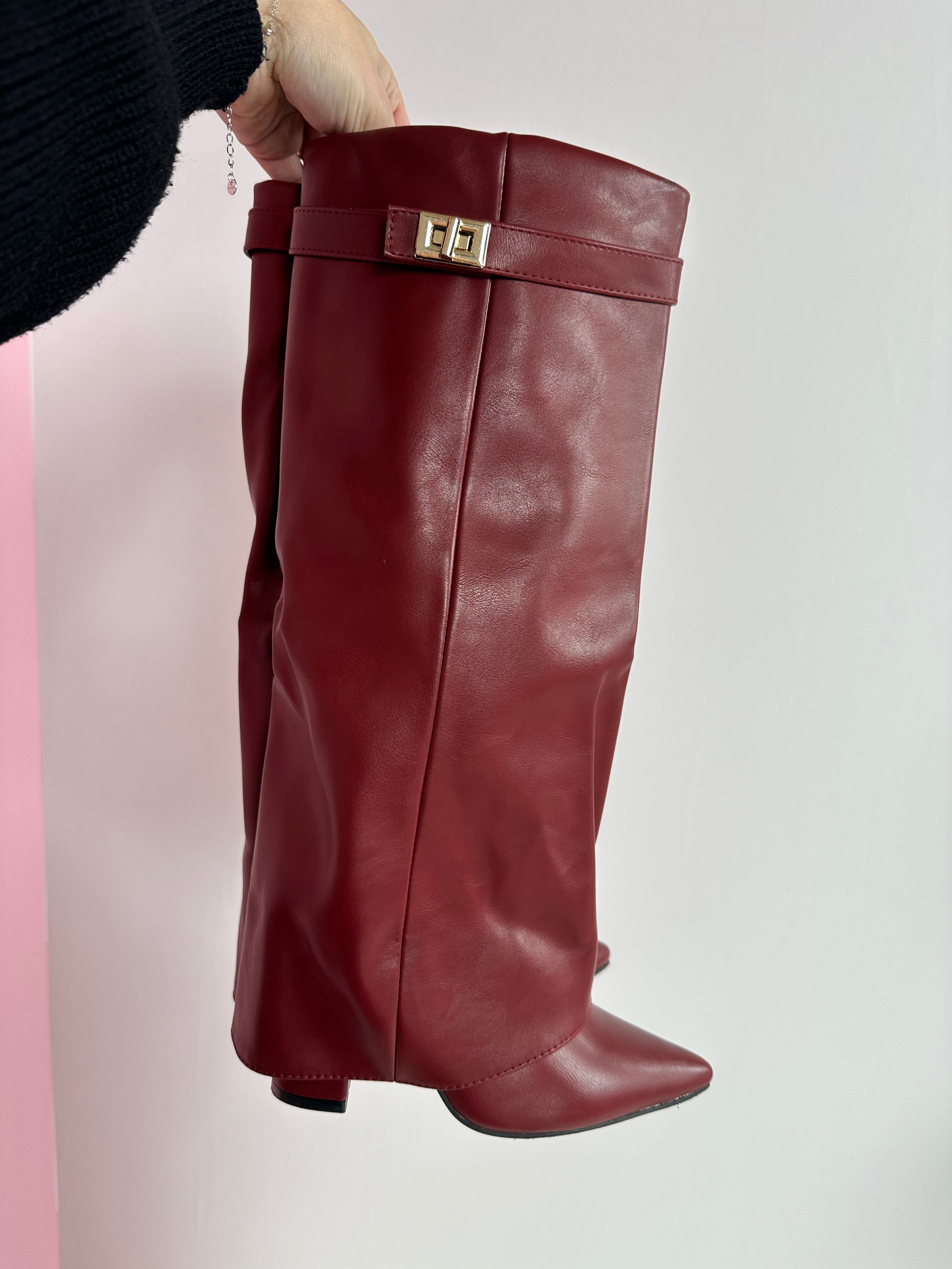 Sarah - Burgundy Leather Boots