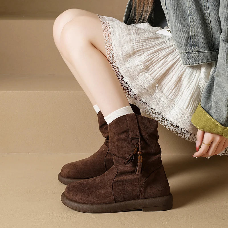 Evelyn – Retro Suede Ankle Boots