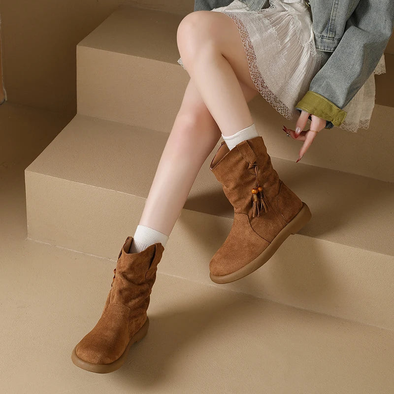 Evelyn – Retro Suede Ankle Boots