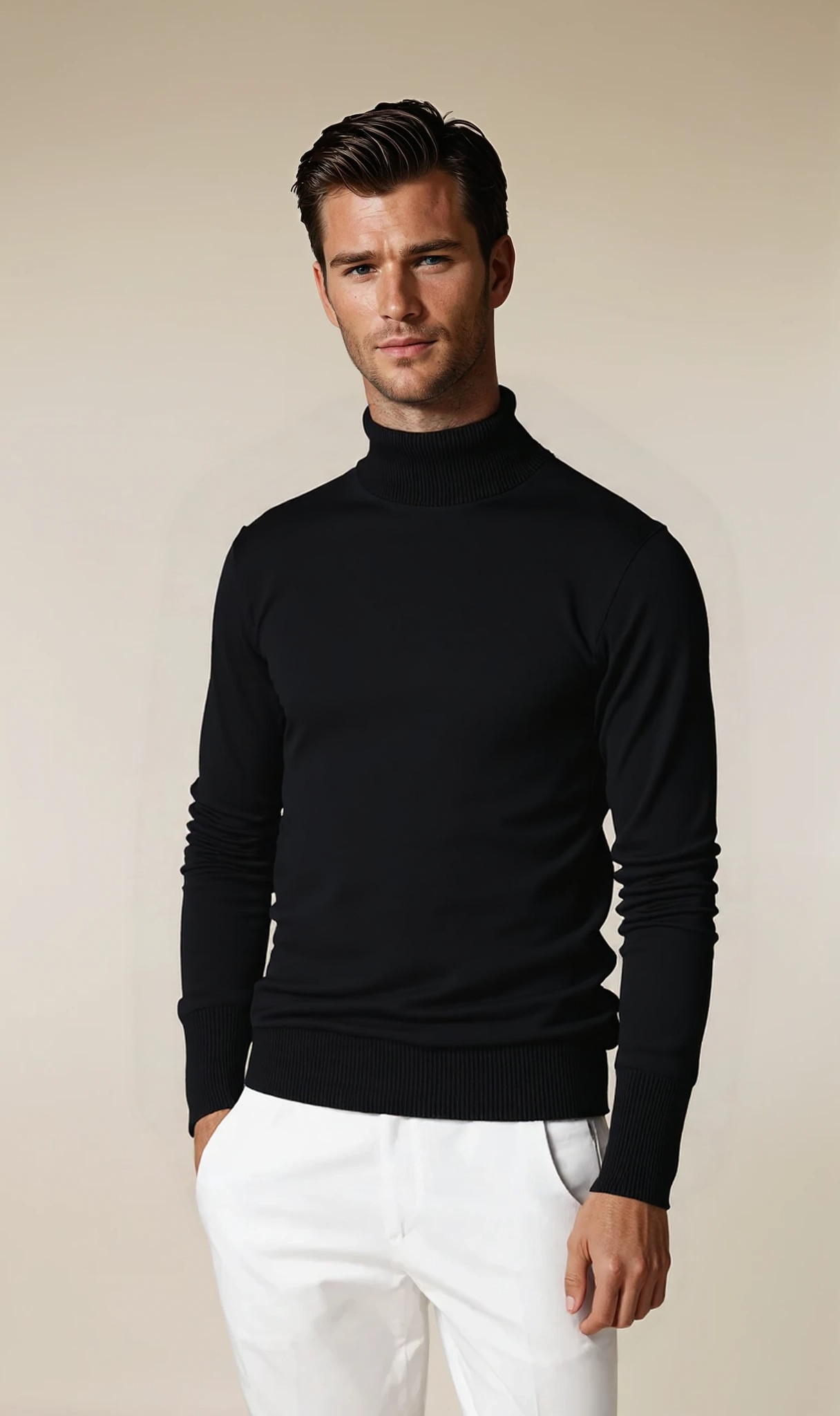 CROCHET TURTLENECK BLACK